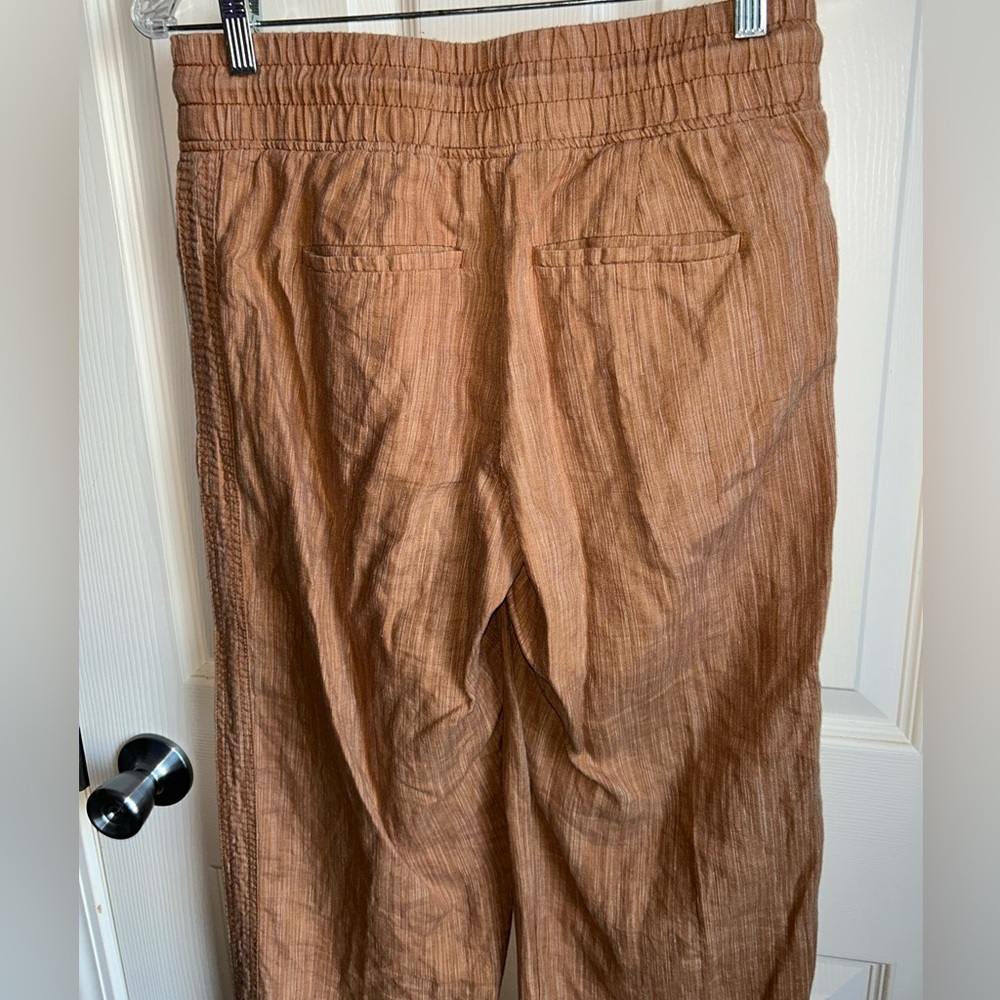 Athleta Cabo Linen Textured Wide Leg Pants Bottoms Sz 4 Casual Resortwear - Picture 5 of 10